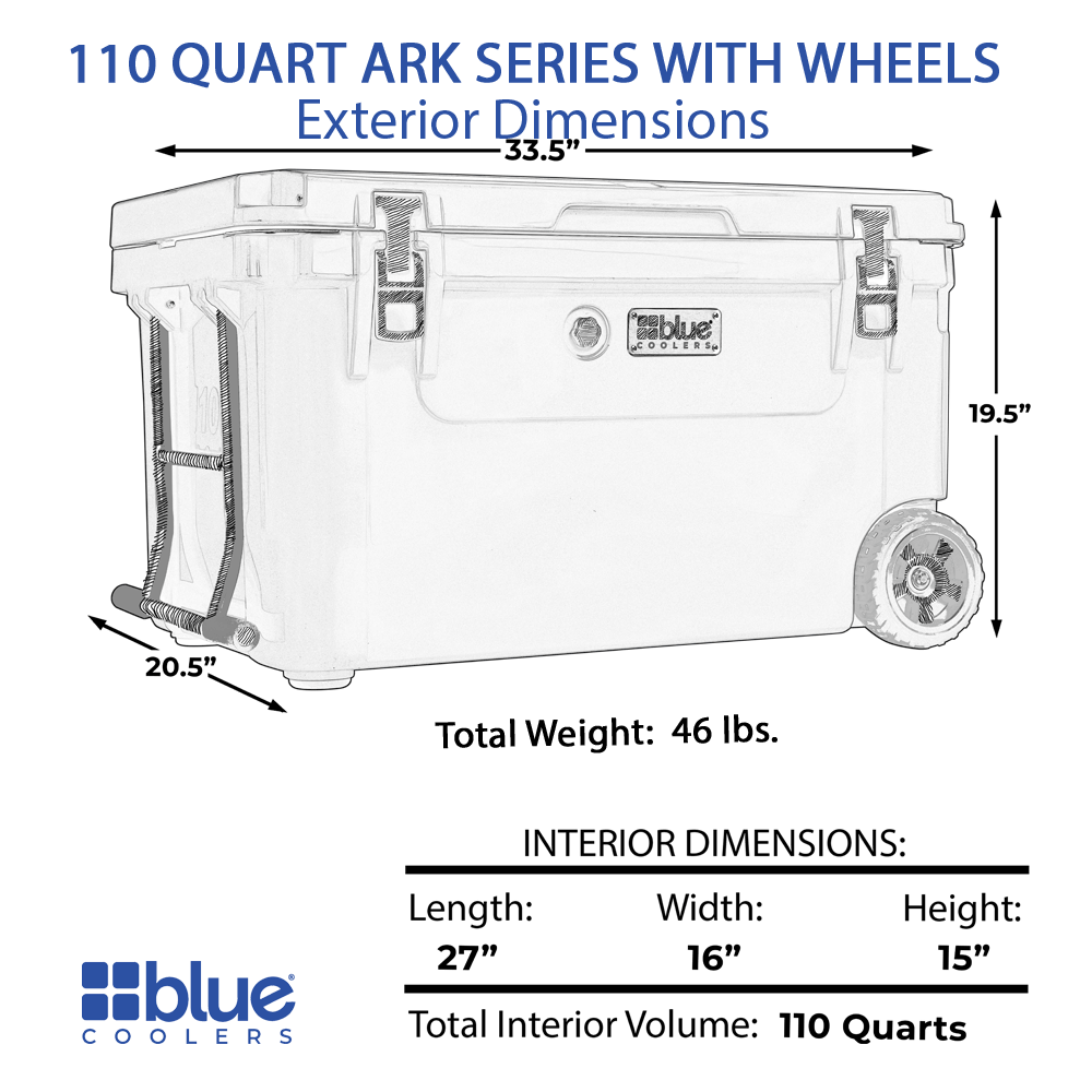 110 Quart Wheeled Cooler + Divider and Dry Basket