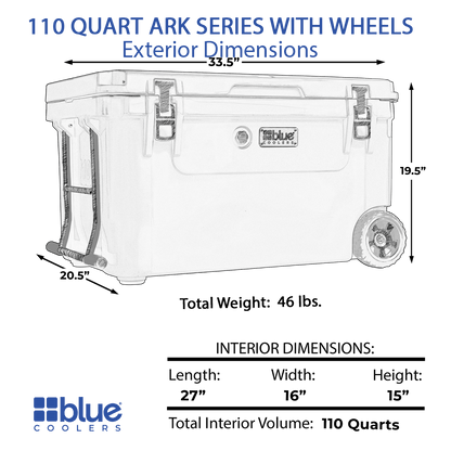 110 Quart Wheeled Cooler + Divider and Dry Basket